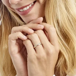 Alliance Fantaisie Diamantee Ruban Plat Or Bicolore