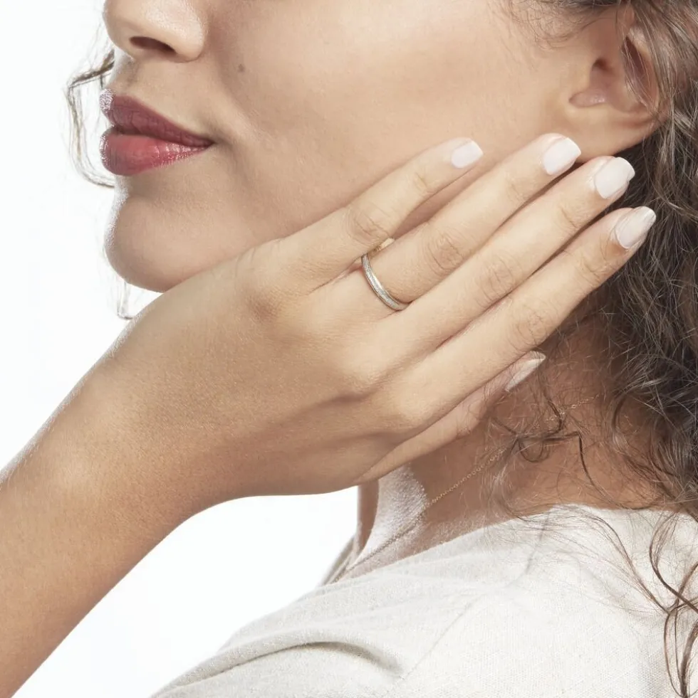 Alliance Fine Diamantee Ruban Plat Or Bicolore