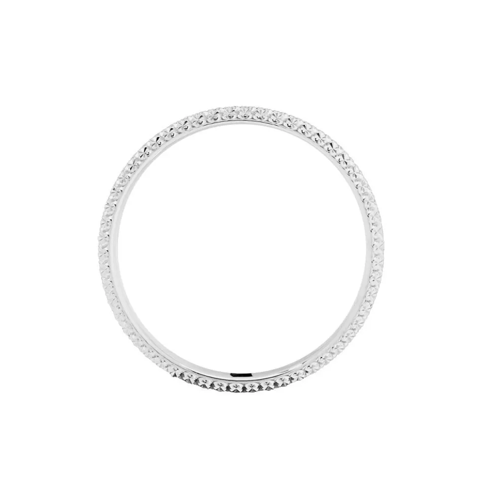 Alliance Multi Facettes Diamantee Ruban Plat Or Blanc