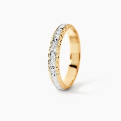 Alliance Multi Facettes Diamantee Demi Jonc Classique Or Bicolore