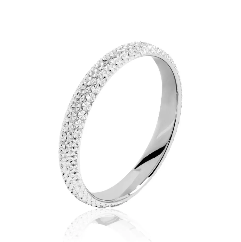 Alliance Multi Facettes Diamantee Or Blanc