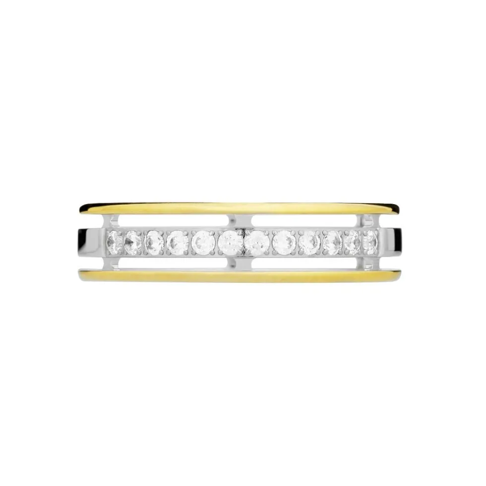 Alliance Serti Grains Ajoures Or Bicolore Diamant