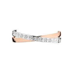 Alliance Double Anneaux Ruban Plat Or Bicolore