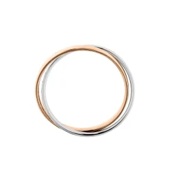Alliance Double Anneaux Ruban Plat Or Bicolore