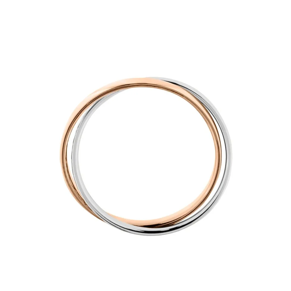 Alliance Double Anneaux Ruban Plat Or Bicolore
