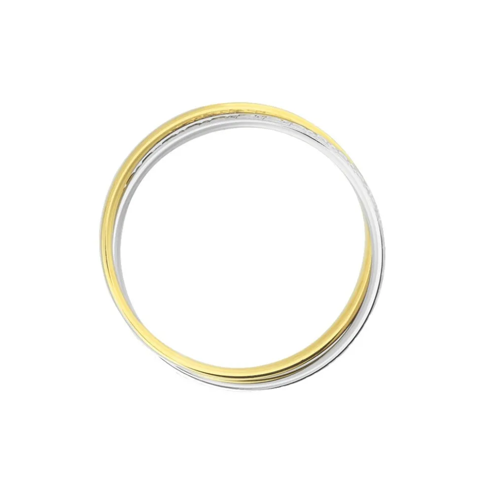 Alliance Double Anneaux Ruban Plat Or Bicolore