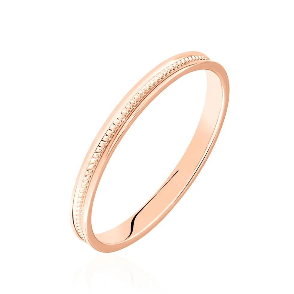 Alliance Effet Perle Ruban Plat Or Rose