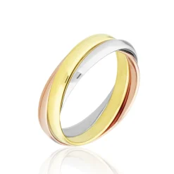 Alliance Entrelace Demi Jonc Classique Or Tricolore
