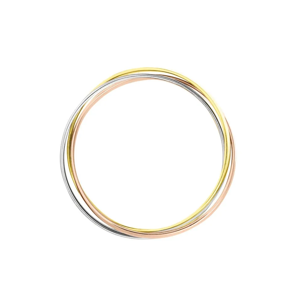 Alliance Entrelacee Ruban Plat Or Tricolore