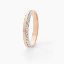 Alliance Fantaisie Diamantee Ruban Plat Or Bicolore