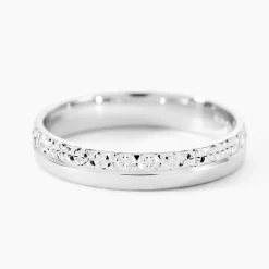 Alliance Fantaisie Diamantee Ruban Plat Or Blanc