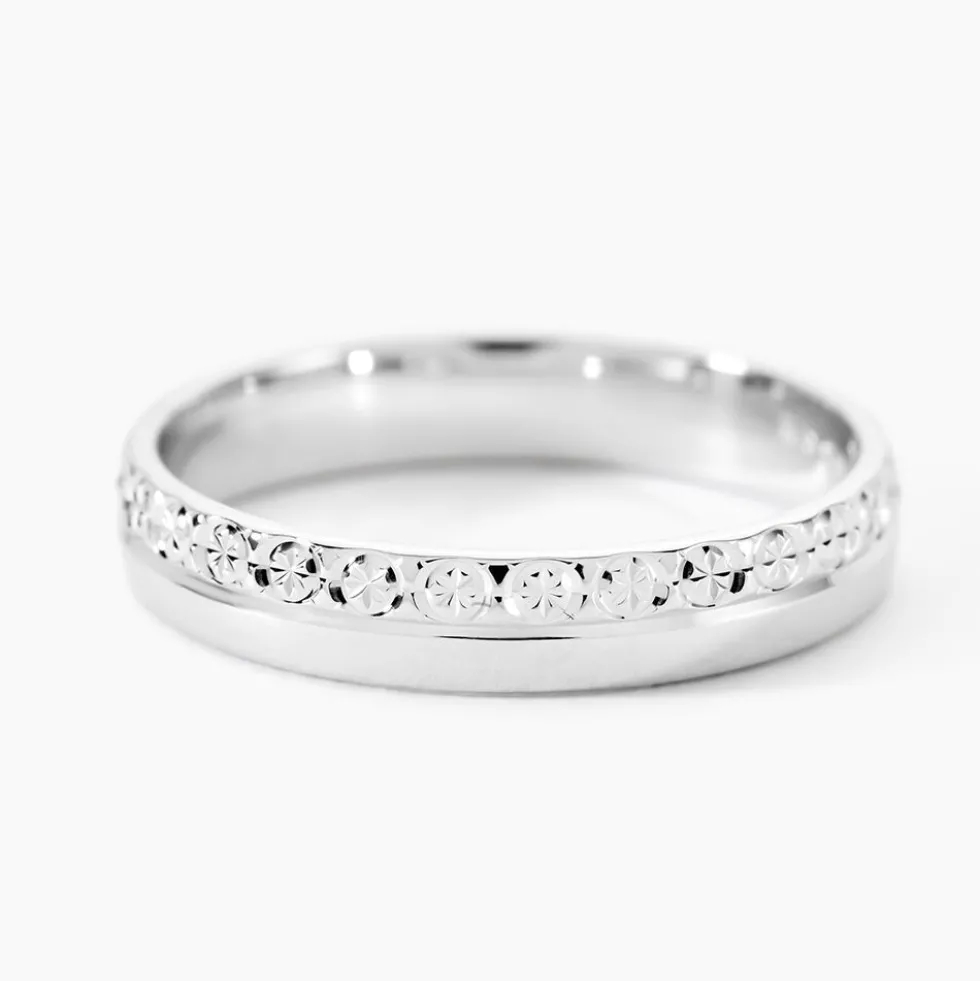 Alliance Fantaisie Diamantee Ruban Plat Or Blanc