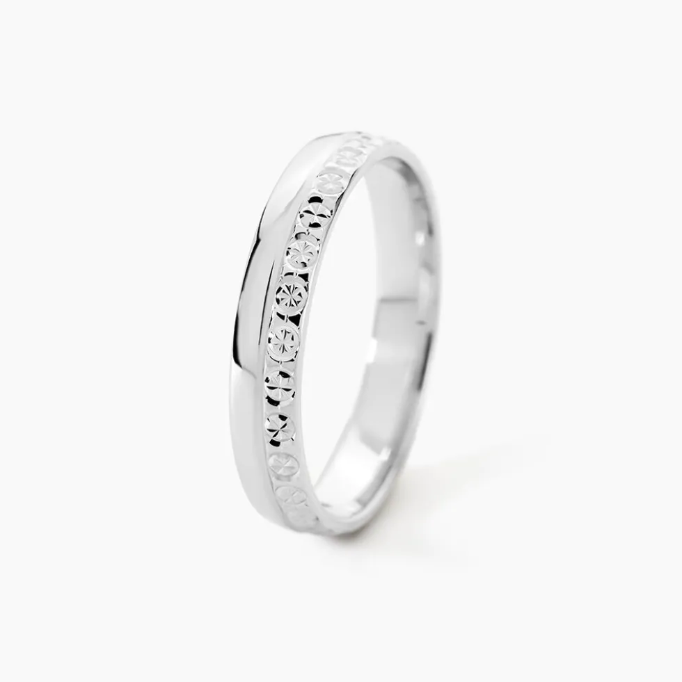 Alliance Fantaisie Diamantee Ruban Plat Or Blanc