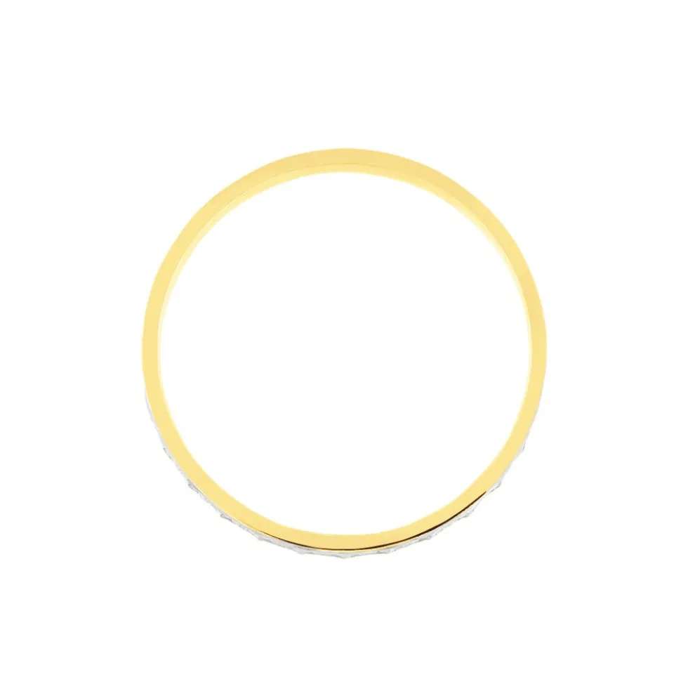 Alliance Fantaisie Diamantee Ruban Plat Or Bicolore