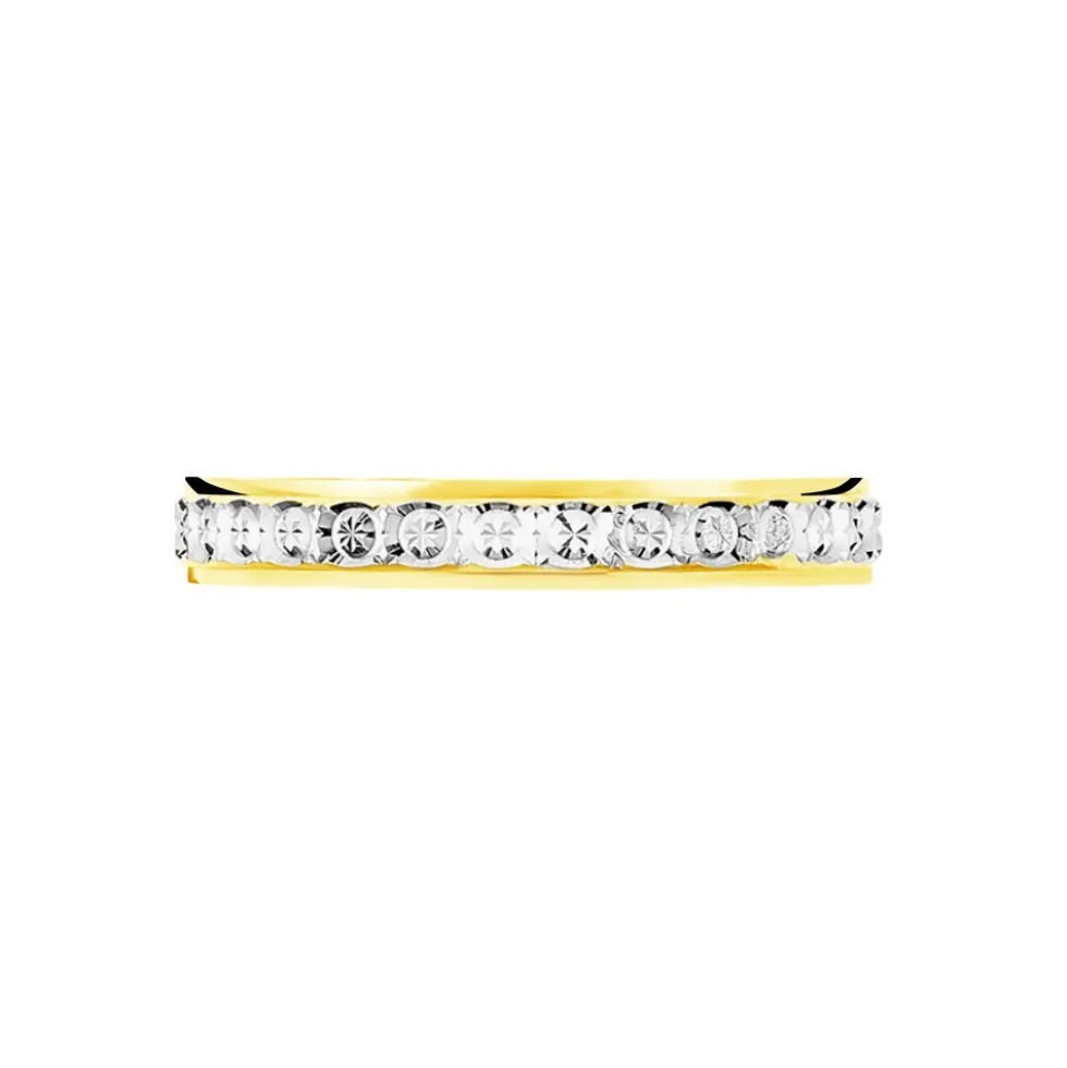 Alliance Fantaisie Diamantee Ruban Plat Or Bicolore