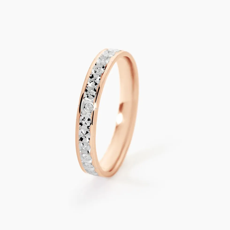 Alliance Fantaisie Diamantee Ruban Plat Or Bicolore