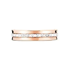 Alliance Fantaisie Diamantee Ruban Plat Or Bicolore