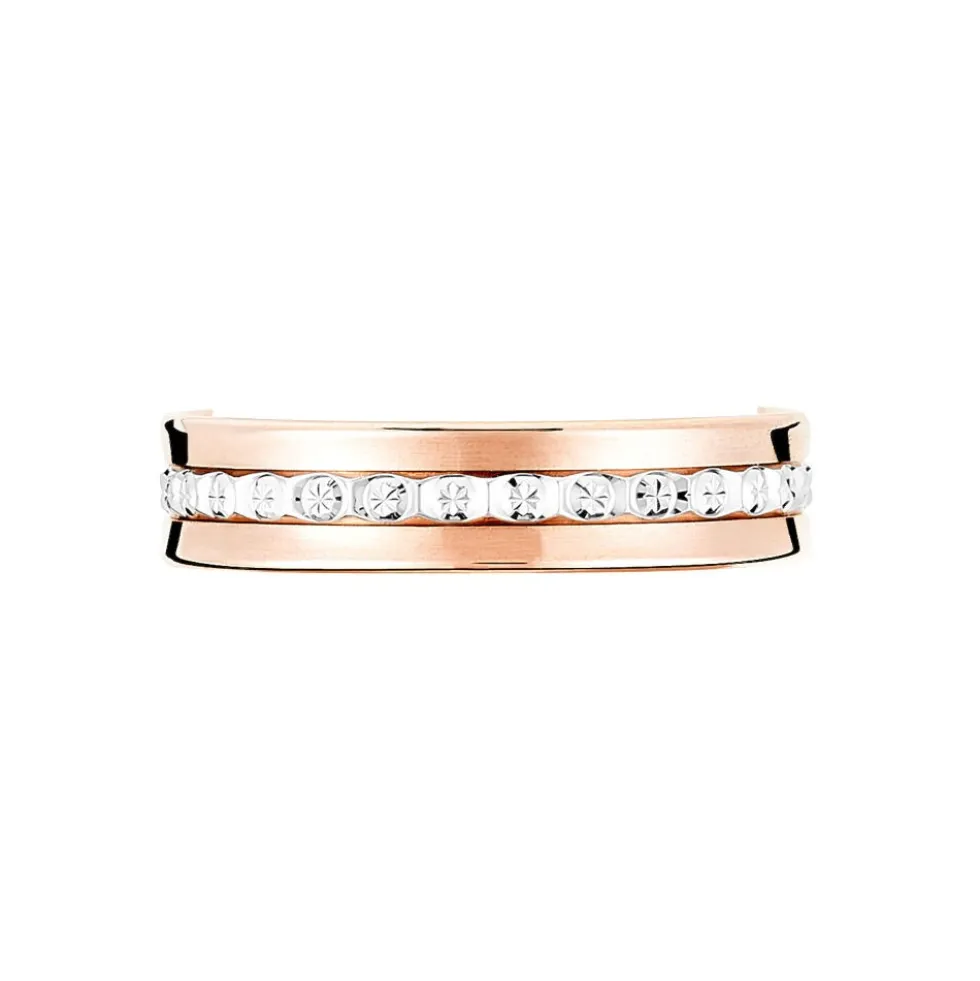 Alliance Fantaisie Diamantee Ruban Plat Or Bicolore