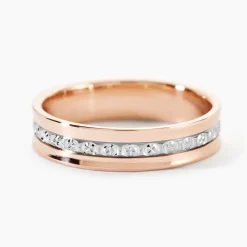 Alliance Fantaisie Diamantee Ruban Plat Or Bicolore