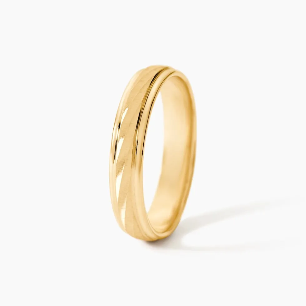 Alliance Fantaisie Sable Demi Jonc Classique Or Jaune