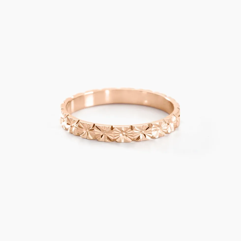 Alliance Fleur Diamantee Ruban Plat Or Rose