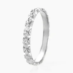 Alliance Fleur Diamantee Ruban Plat Or Blanc