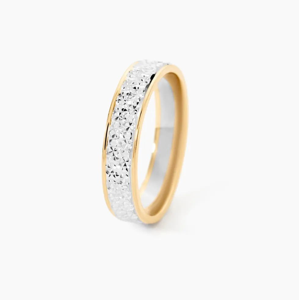 Alliance Grain De Folie Diamantee Ruban Plat Or Bicolore