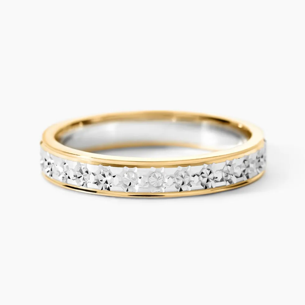 Alliance Grain De Folie Diamantee Ruban Plat Or Bicolore