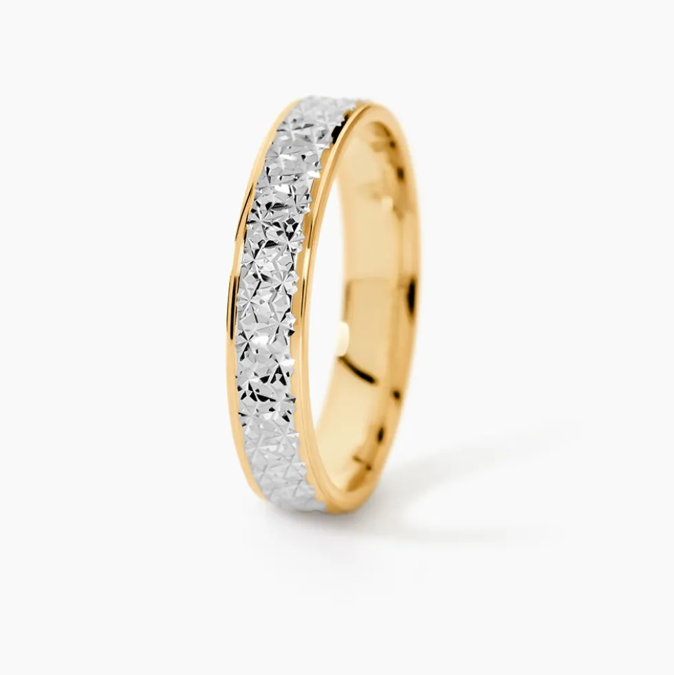 Alliance Grain De Folie Diamantee Ruban Plat Or Bicolore