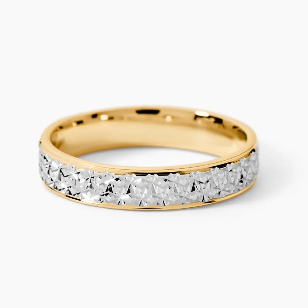 Alliance Grain De Folie Diamantee Ruban Plat Or Bicolore