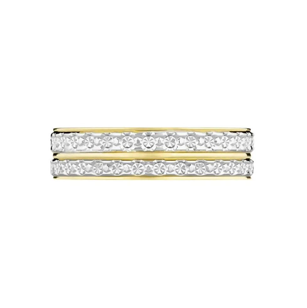 Alliance Grain De Folie Diamantee Ruban Plat Or Bicolore