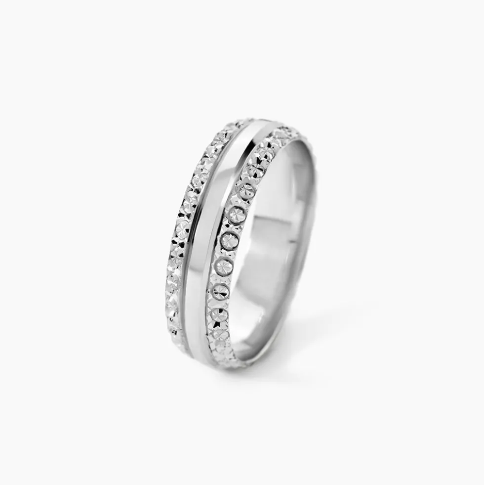 Alliance June 2 Rangs Diamantee Ruban Plat Or Blanc