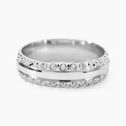 Alliance June 2 Rangs Diamantee Ruban Plat Or Blanc