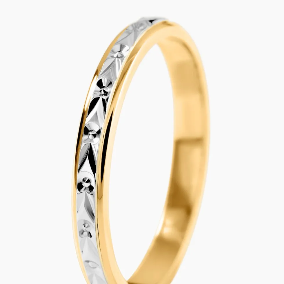 Alliance Mano Ruban Plat Or Bicolore
