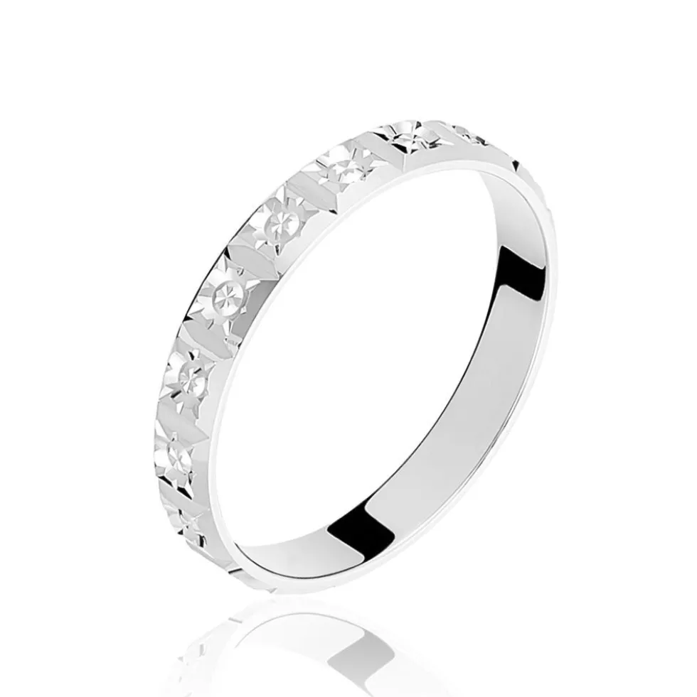 Alliance Marya Carree Diamantee Ruban Plat Or Blanc