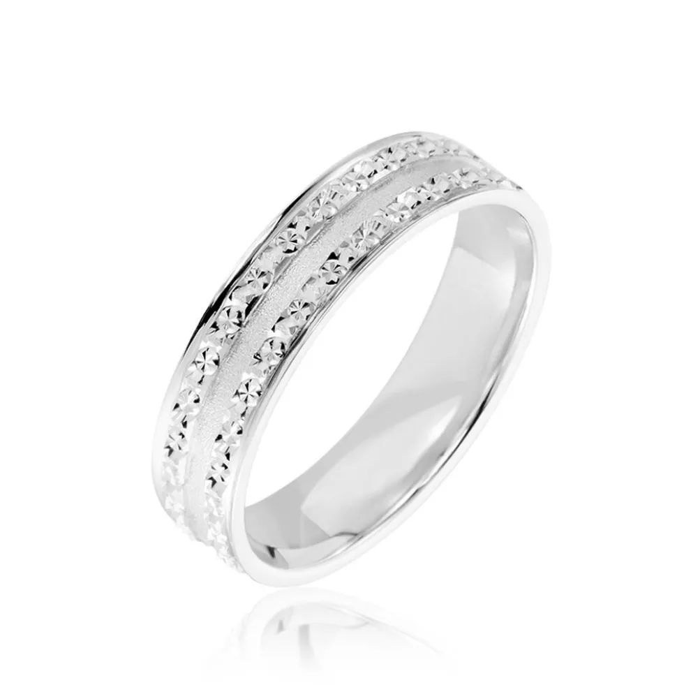 Alliance Satine Diamantee Ruban Plat Or Blanc