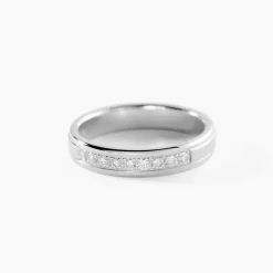 Alliance Serti Pave Or Blanc Diamant