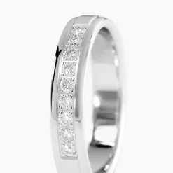 Alliance Serti Pave Or Blanc Diamant