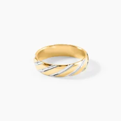 Alliance Strie Fantaisie Demi Jonc Classique Or Bicolore