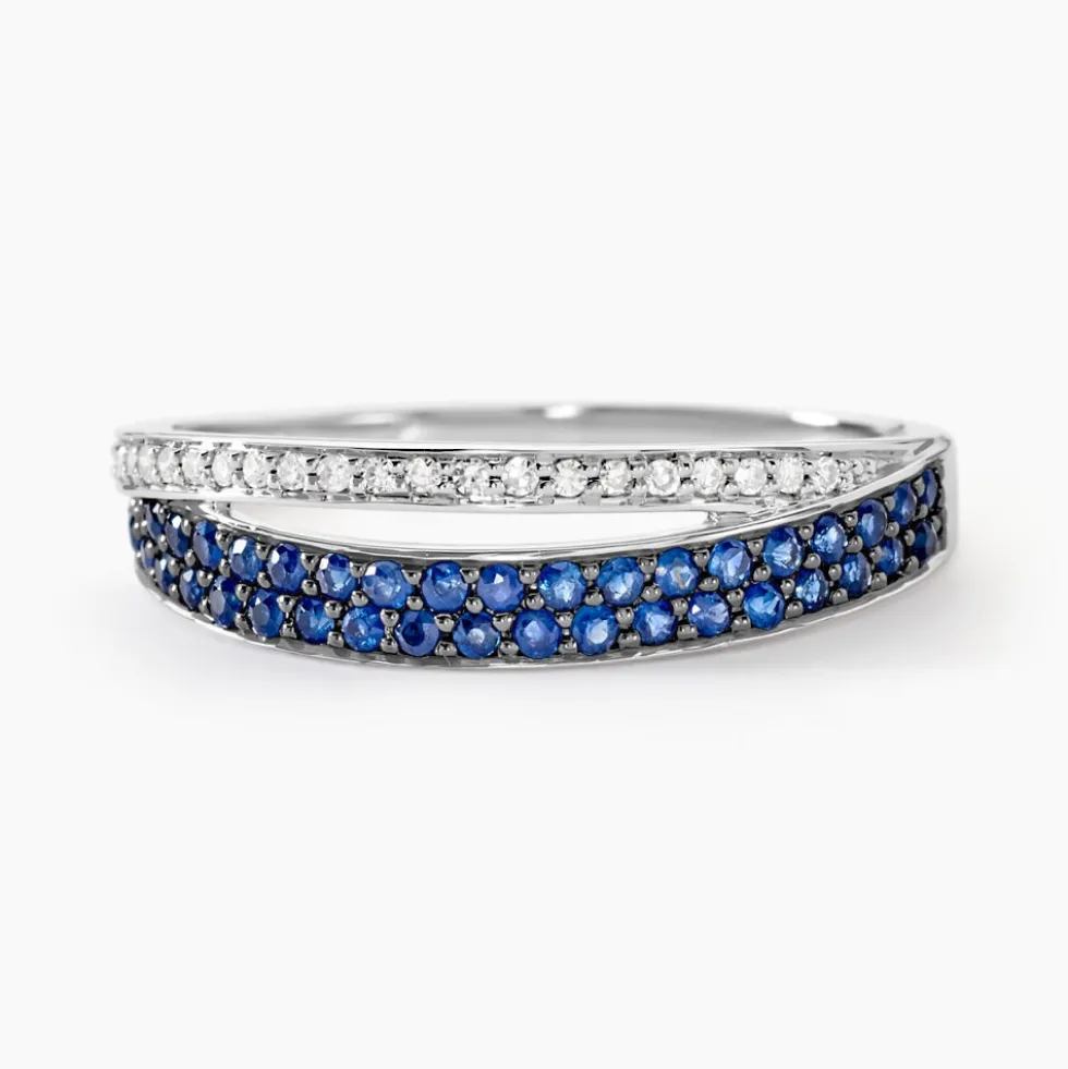 Bague Agapanthe Or Blanc Saphir Et Diamant