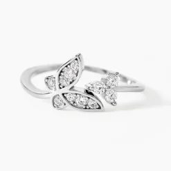 Bague Ajustable Cadfan Argent Blanc Oxyde De Zirconium