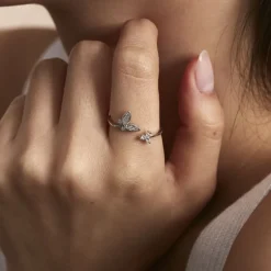 Bague Ajustable Cadfan Argent Blanc Oxyde De Zirconium