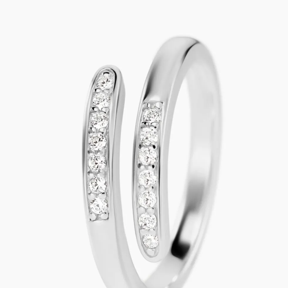 Bague Ajustable Mendel Argent Blanc Oxyde De Zirconium