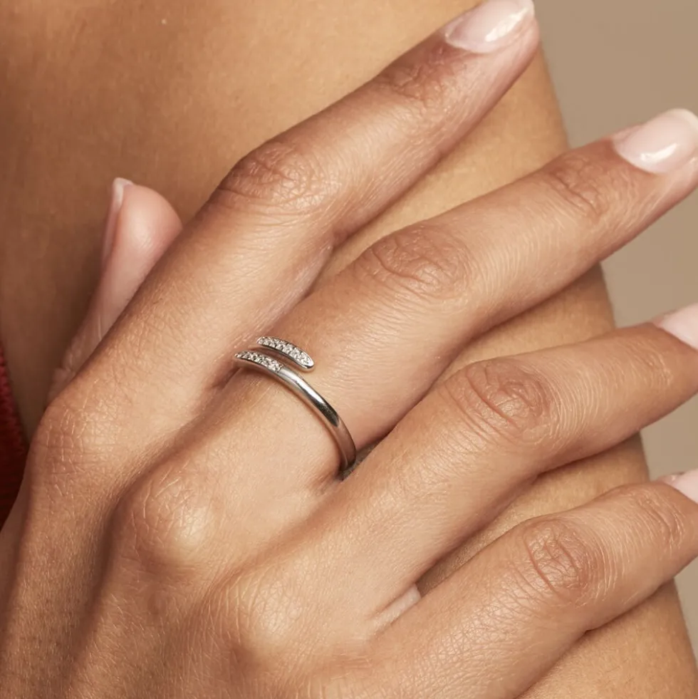 Bague Ajustable Mendel Argent Blanc Oxyde De Zirconium