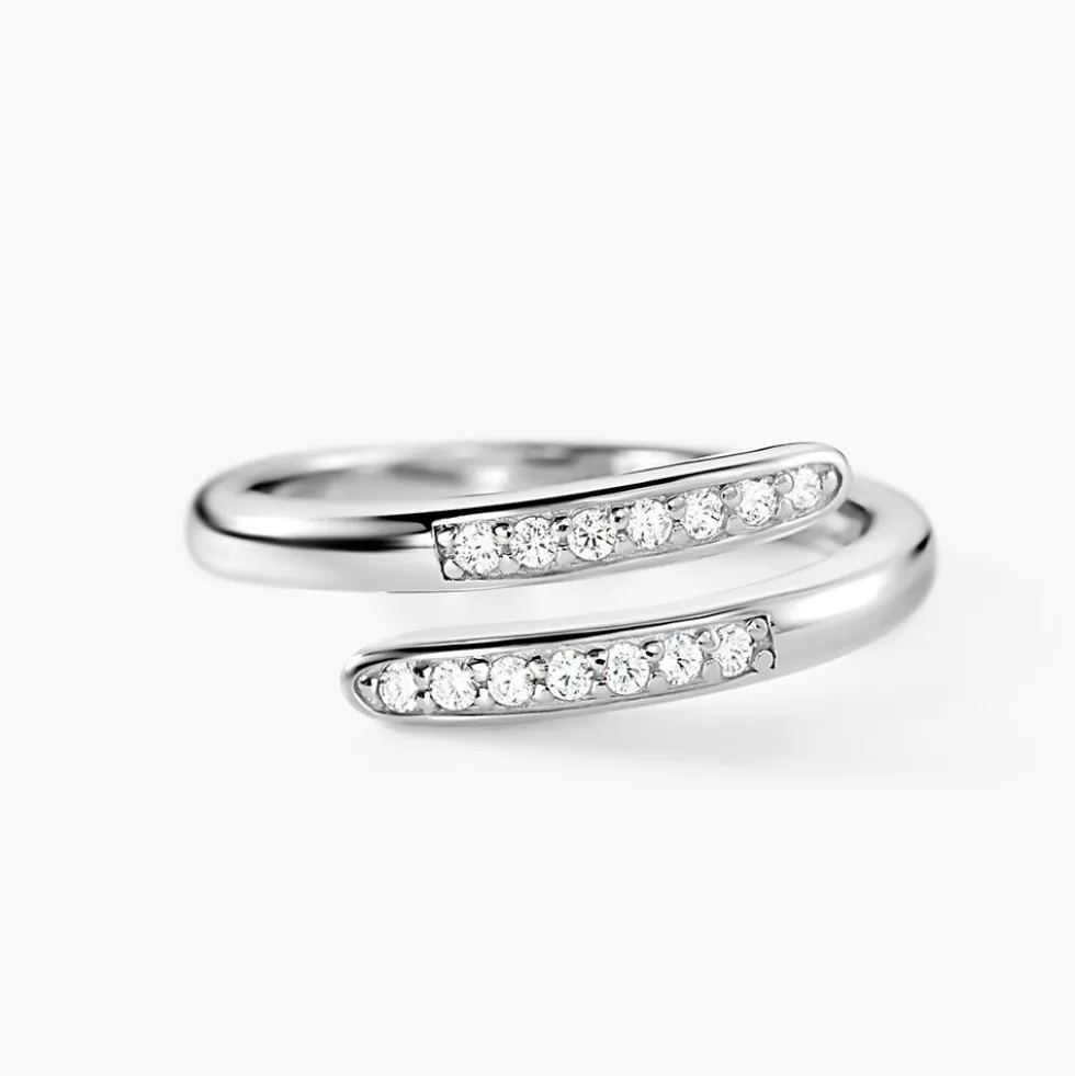 Bague Ajustable Mendel Argent Blanc Oxyde De Zirconium