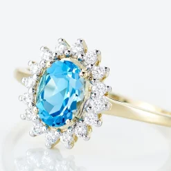 Bague Allande Or Jaune Topaze Et Oxyde De Zirconium
