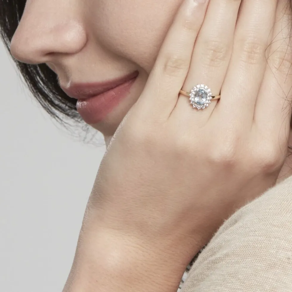 Bague Allande Or Jaune Topaze Et Oxyde De Zirconium