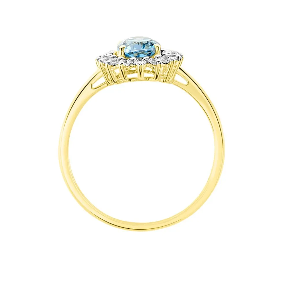 Bague Allande Or Jaune Topaze Et Oxyde De Zirconium
