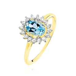Bague Allande Or Jaune Topaze Et Oxyde De Zirconium