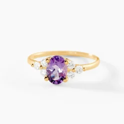 Bague Anaid Or Jaune Amethyste Et Oxyde De Zirconium